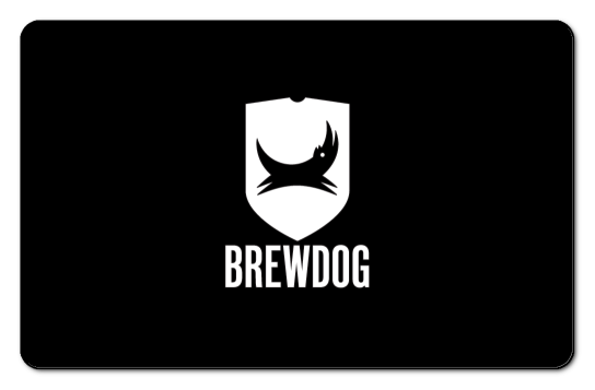 BrewDog logo in white on a solid black background.